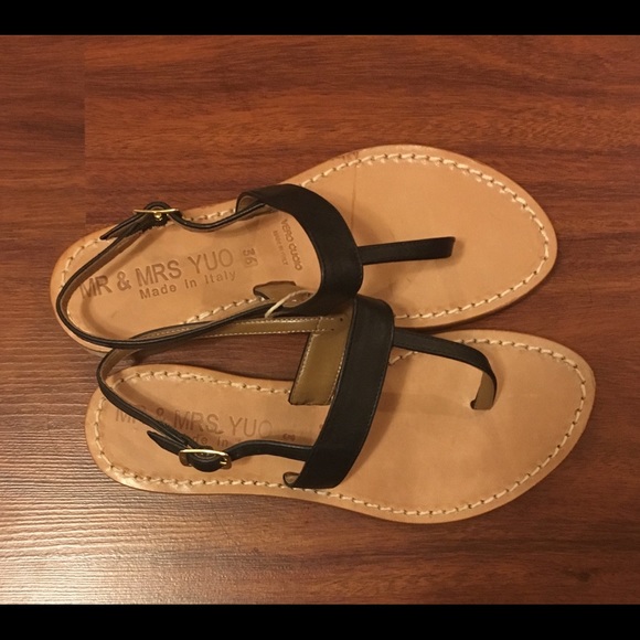 Mr \u0026 Mrs Yuo Shoes | Black Leather Thong Sandals, Made in Italy | Color: Black | Size: 6 | Brendapie's Closet